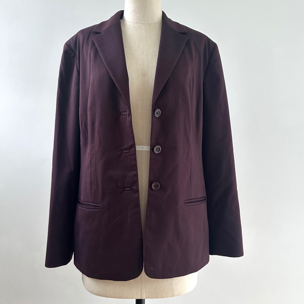 Valerie Stevens Petite Vintage Blazer‎ Women's 14P Maroon Jacket Large